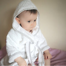 Personalised Baby Bathrobe with Gingham Detail Grey