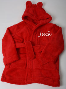 Red Baby Bathrobe with Personal Text