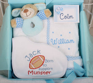 Personalised Gift Set for New Baby in Blue