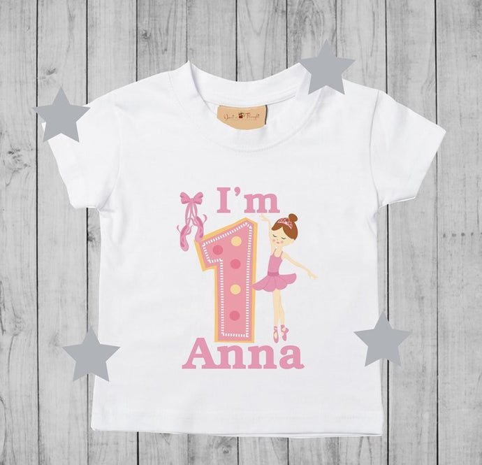 Personalised Birthday T-Shirt with Ballerina