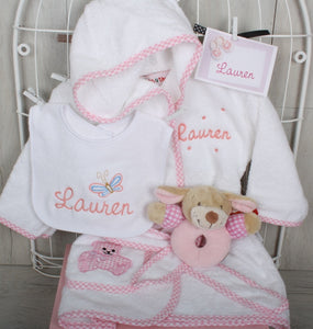 Personalised Gift Set for New Baby in Pink