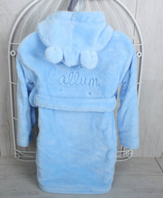 Super soft personalised bathrobe for child in blue
