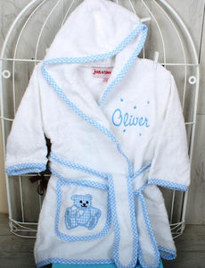 Personalised Baby Bathrobe in Blue