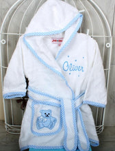 Personalised Baby Bathrobe 100% cotton in blue