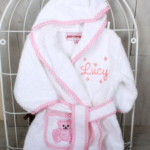 Personalised 100% cotton baby bathrobe girl